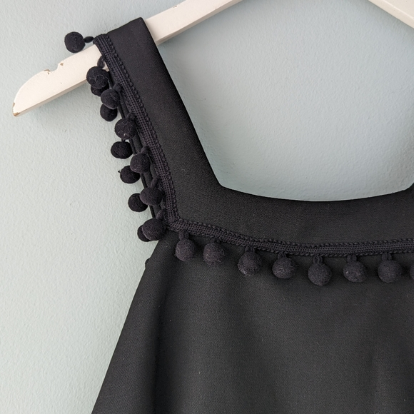 NWT Zara Black Pinafore Mini Dress w/Pompom Trim - Picture 10 of 14
